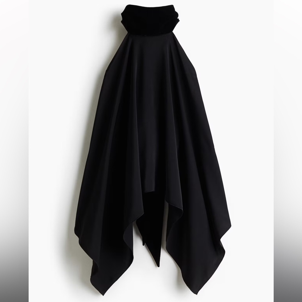 H&M Black Asymmetrical Scarf Top